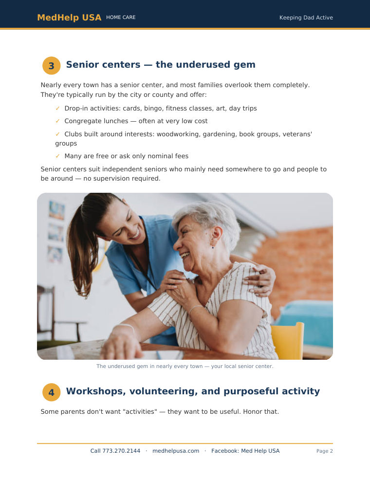 A sample page inside Keeping Dad Active: Daytime Programs and Activities for Seniors