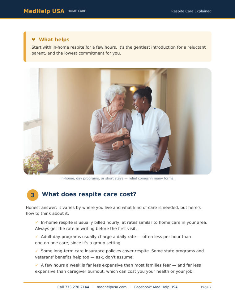 A sample page inside Respite Care Explained: How to Take a Break Without Guilt