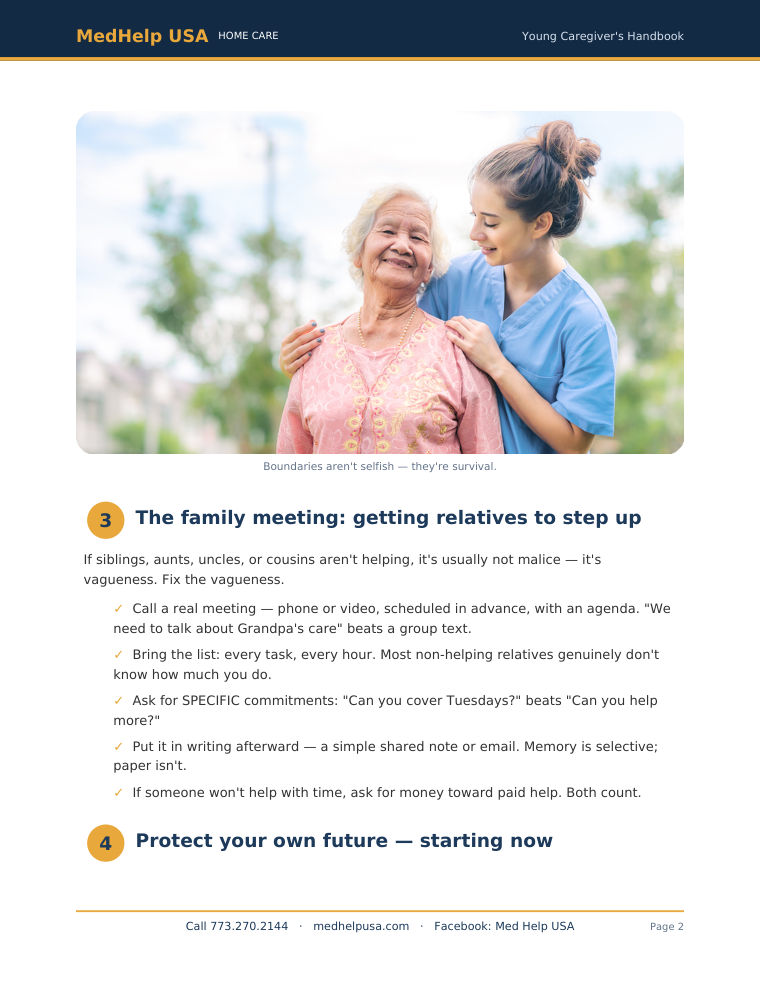 A sample page inside The Young Caregiver's Handbook