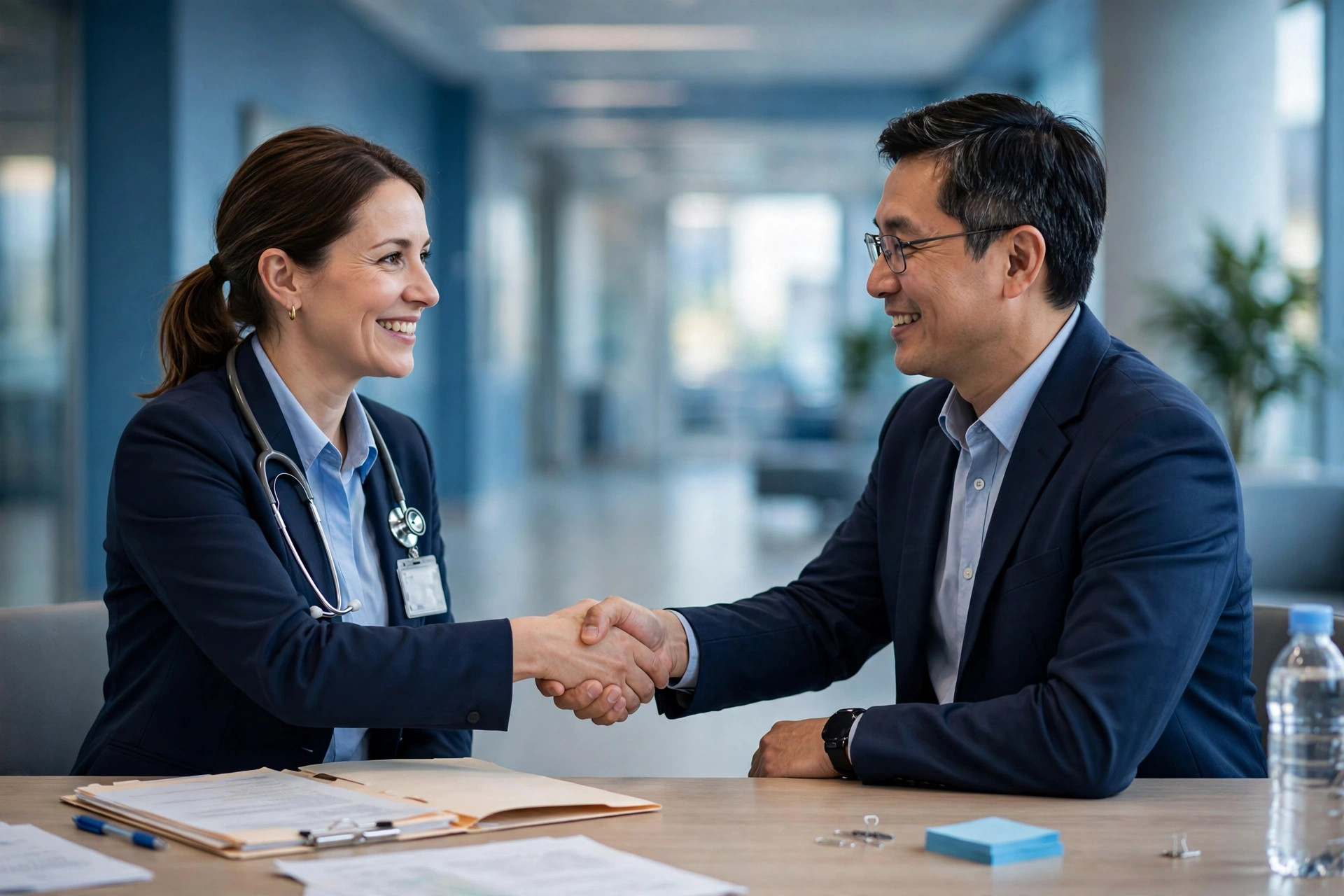 Discharge planner partnering with home care coordinator